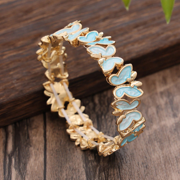 Buddha Stones Kolorowy Motyl Wolność Stop Elastyczna Bransoletka Bangle