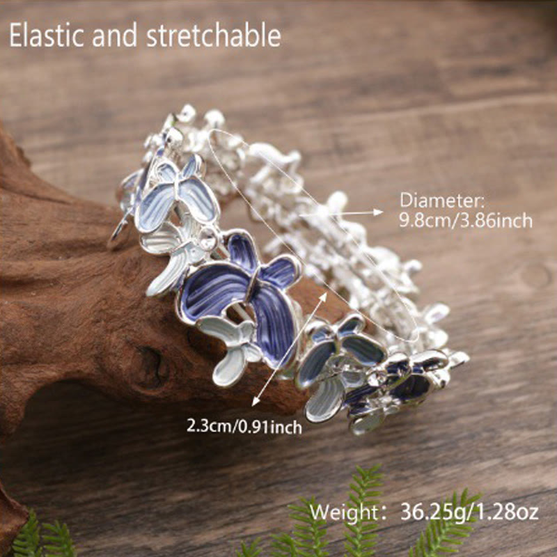 Buddha Stones Kolorowy Motyl Miłość Stop Elastyczna Bransoletka Bangle