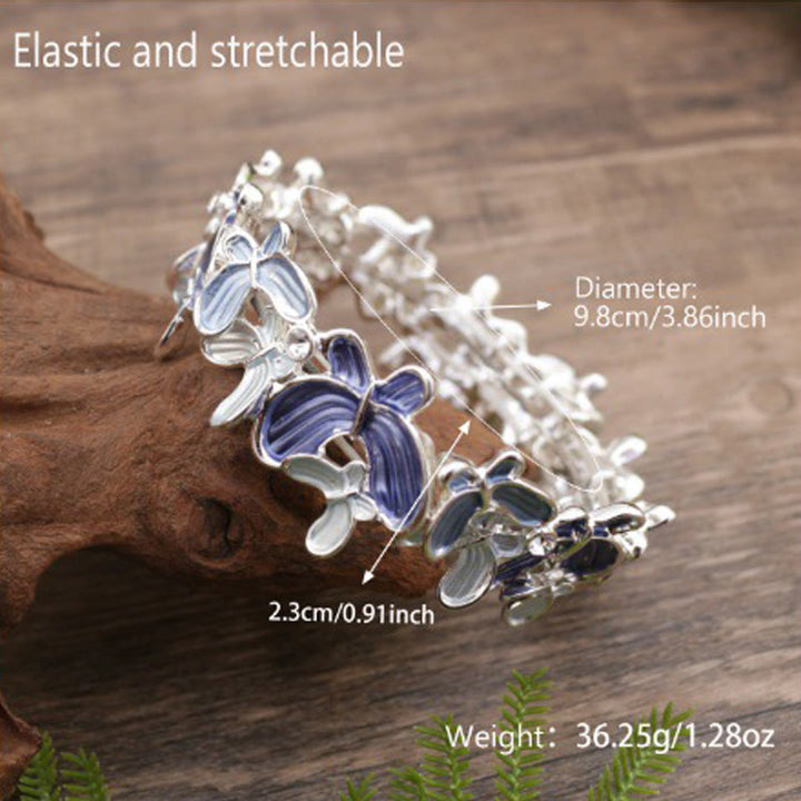 Buddha Stones Kolorowy Motyl Miłość Stop Elastyczna Bransoletka Bangle