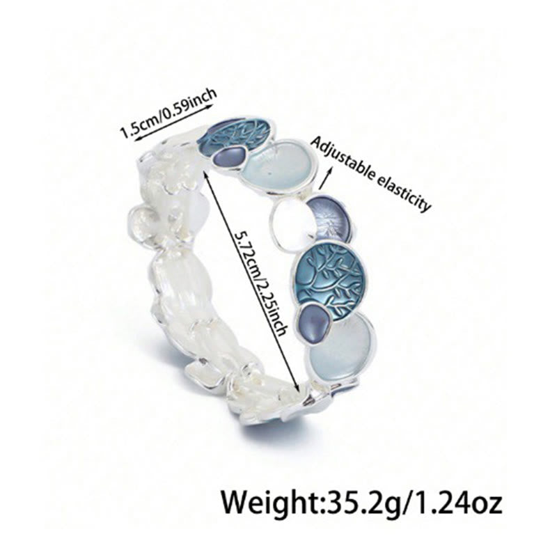 Buddha Stones Drzewo Życia Okrągły Wzór Jedności Stop Elastyczna Bransoletka Bangle