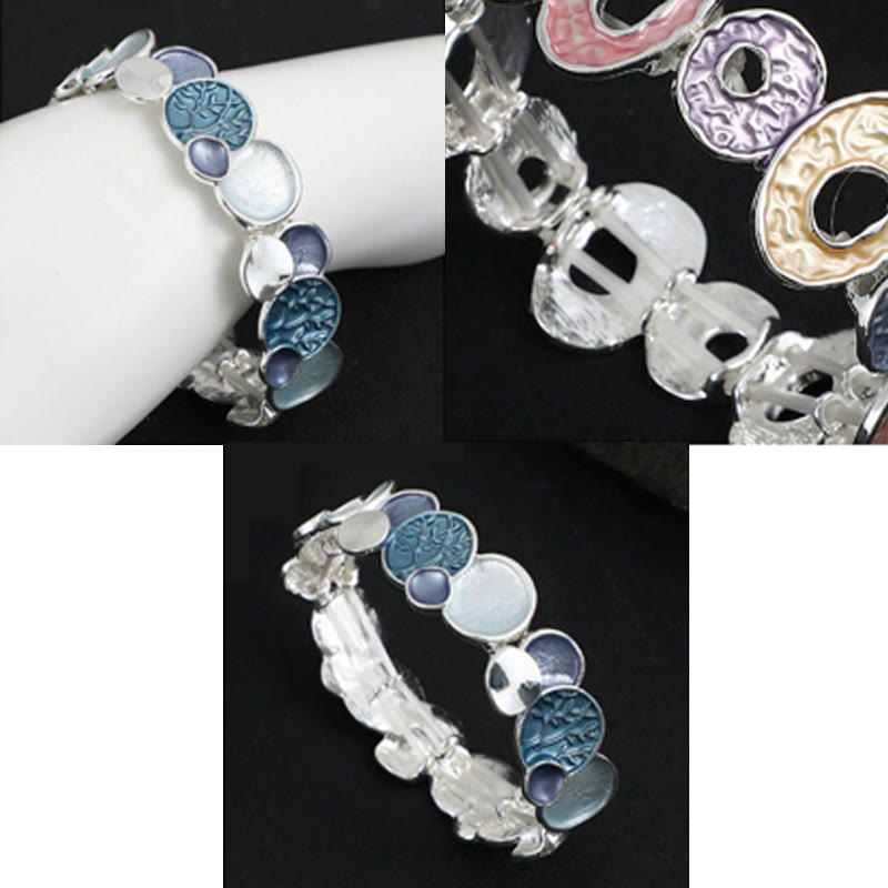 Buddha Stones Drzewo Życia Okrągły Wzór Jedności Stop Elastyczna Bransoletka Bangle