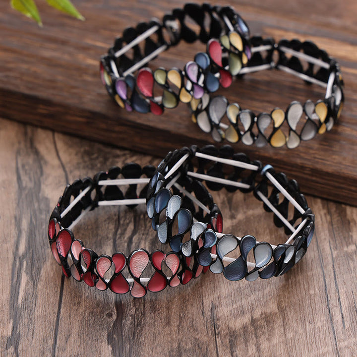 Buddha Stones Kolorowe Geometryczne Puste 8-kształtne Stop Uzdrawiająca Elastyczna Bransoletka Bangle
