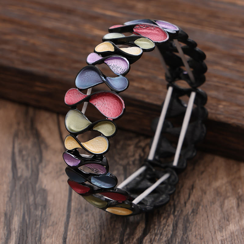 Buddha Stones Kolorowe Geometryczne Puste 8-kształtne Stop Uzdrawiająca Elastyczna Bransoletka Bangle