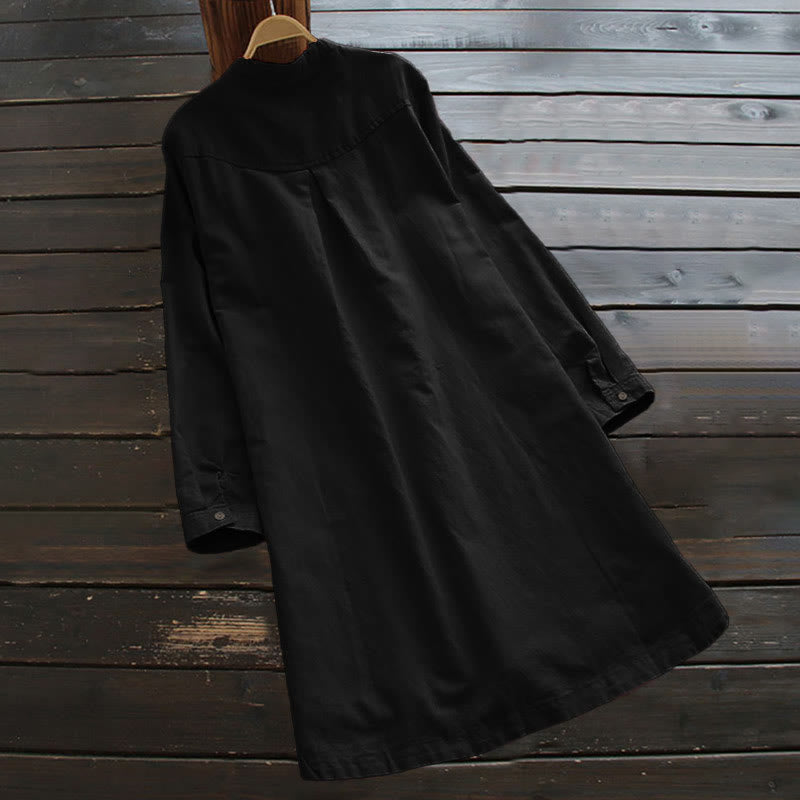 Koszula damska z długim rękawem i kieszeniami „Buddha Stones” z solidnymi guzikami - image 12