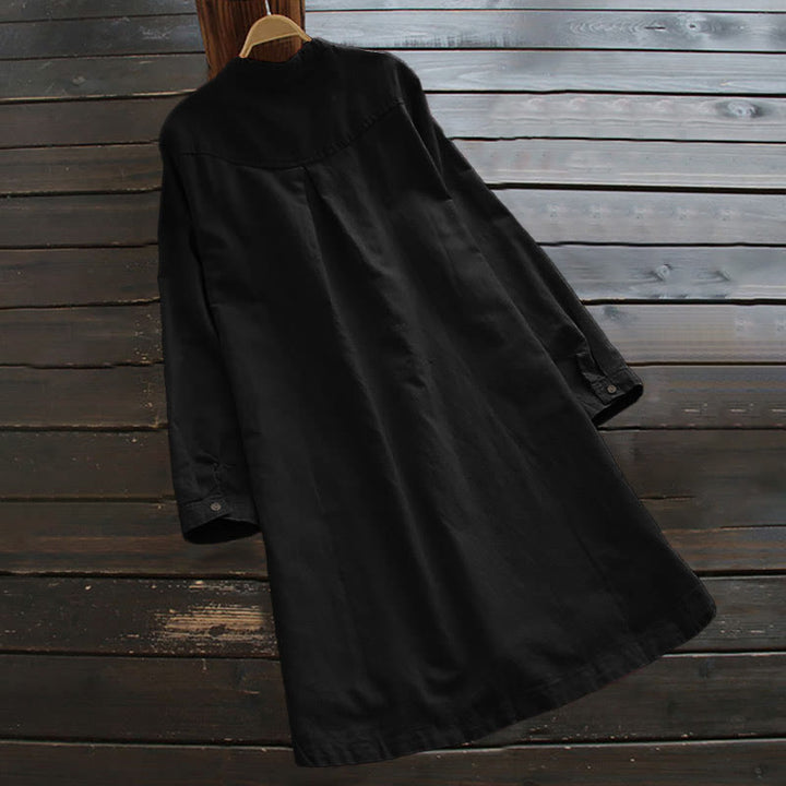 Koszula damska z długim rękawem i kieszeniami „Buddha Stones” z solidnymi guzikami - image 12