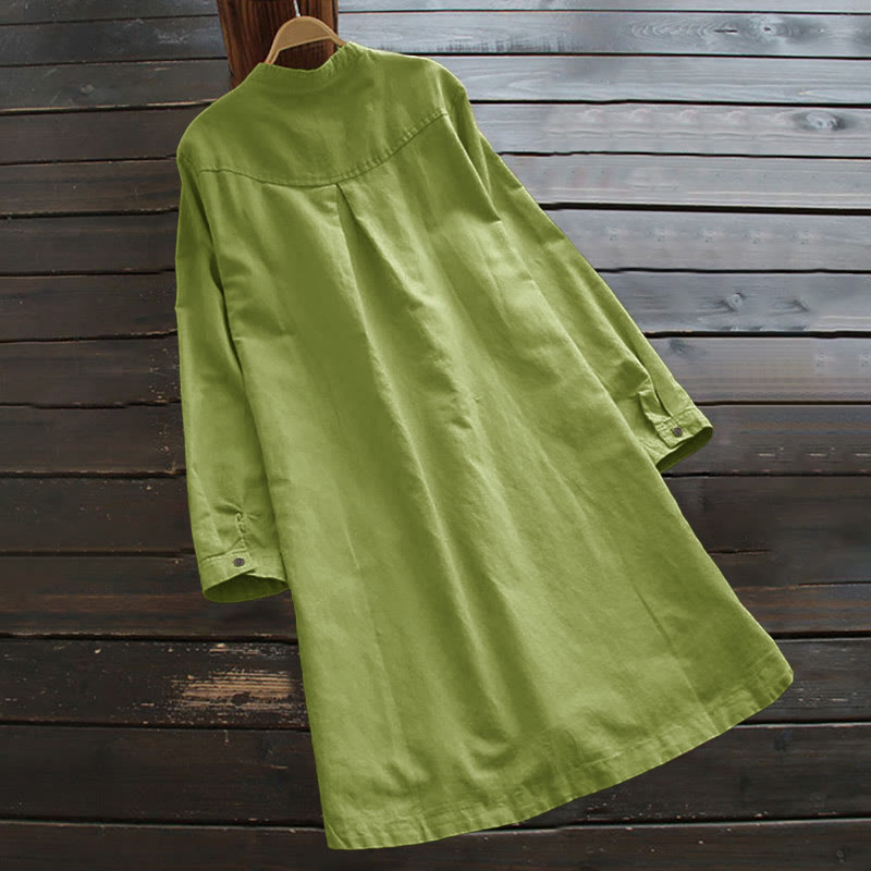 Koszula damska z długim rękawem i kieszeniami „Buddha Stones” z solidnymi guzikami - image 9