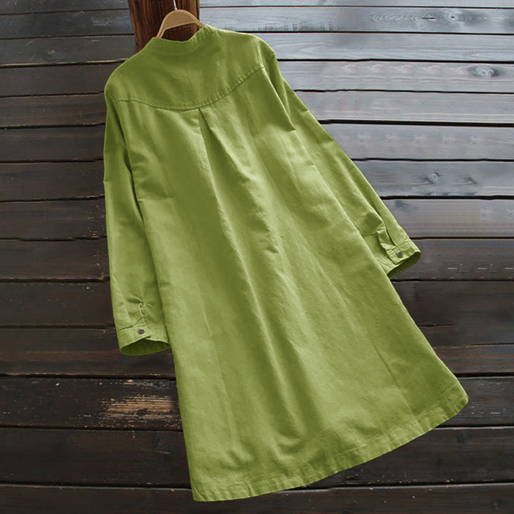 Koszula damska z długim rękawem i kieszeniami „Buddha Stones” z solidnymi guzikami - image 9