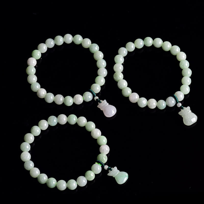 Bransoletka z woreczkami na pieniądze z naturalnego jadeitu i kamieniami Buddha Stones