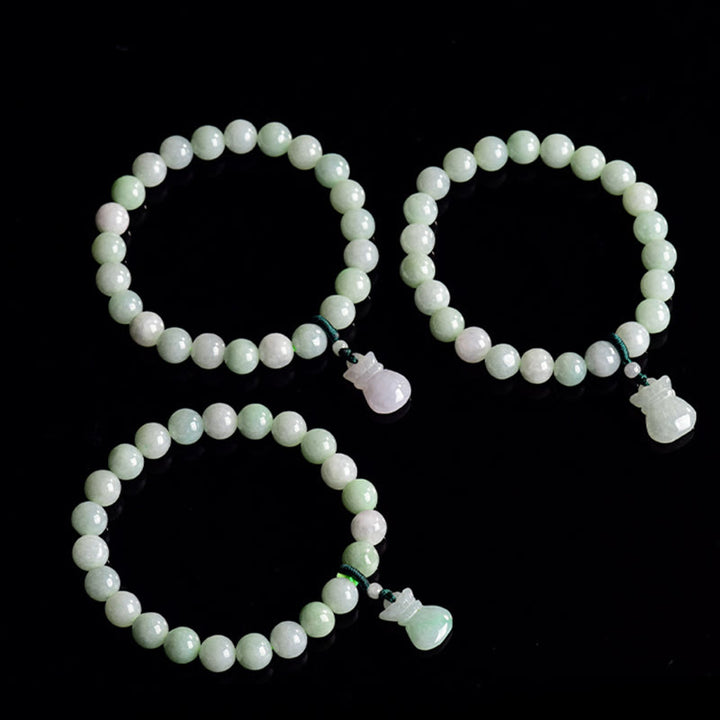 Bransoletka z woreczkami na pieniądze z naturalnego jadeitu i kamieniami Buddha Stones
