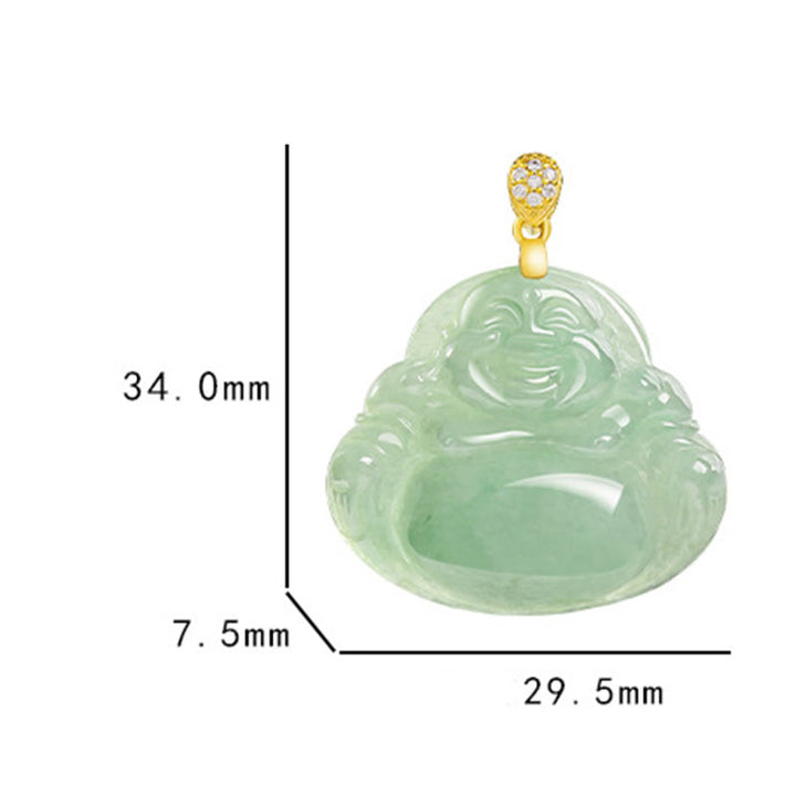 Buddha Stones 925 Srebro Sterling Naturalny Jadeit Śmiejący się Budda Szczęście Dobrobyt Łańcuch Naszyjnik Wisiorek - image 14