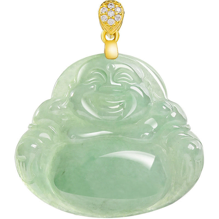 Buddha Stones 925 Srebro Sterling Naturalny Jadeit Śmiejący się Budda Szczęście Dobrobyt Łańcuch Naszyjnik Wisiorek - image 13