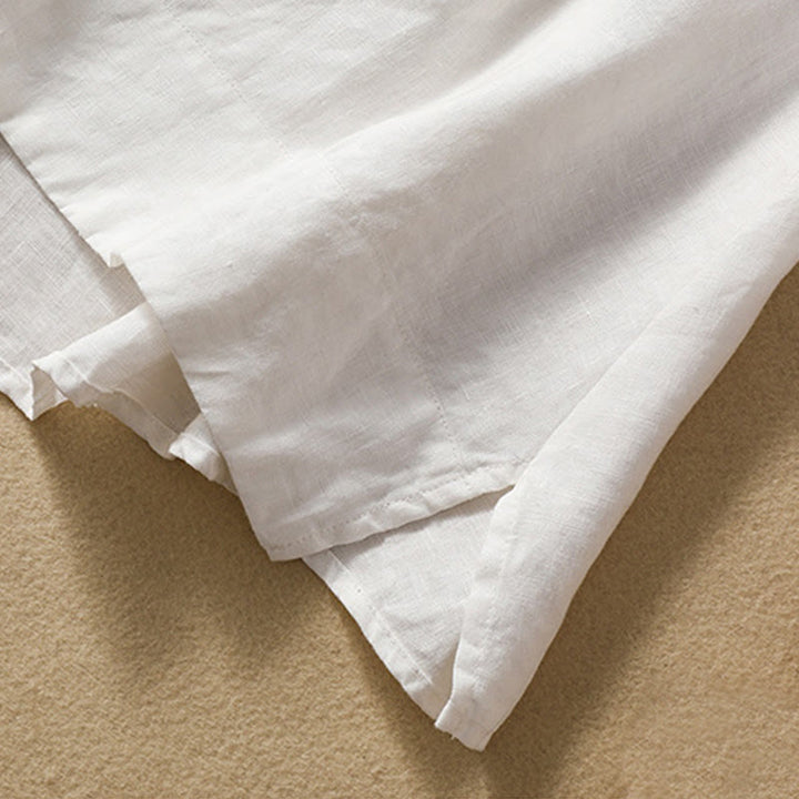 Buddha Stones Casual Jednokolorowy Tylny Guzik Asymetryczny Okrągły Dekolt Bez Rękawów Damska Bawełniana Lniana Kamizelka - image 11