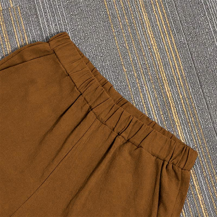 Buddha Stones Casual Pure Color Hollow Guziki Mankiety Spodnie Damskie Bawełniane Lniane Z Kieszeniami - image 29