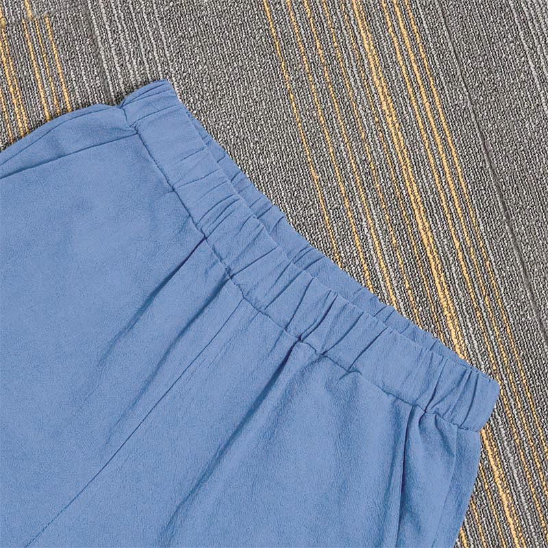 Buddha Stones Casual Pure Color Hollow Guziki Mankiety Spodnie Damskie Bawełniane Lniane Z Kieszeniami - image 35