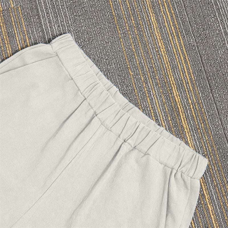 Buddha Stones Casual Pure Color Hollow Guziki Mankiety Spodnie Damskie Bawełniane Lniane Z Kieszeniami - image 27