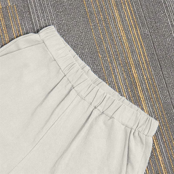 Buddha Stones Casual Pure Color Hollow Guziki Mankiety Spodnie Damskie Bawełniane Lniane Z Kieszeniami - image 27