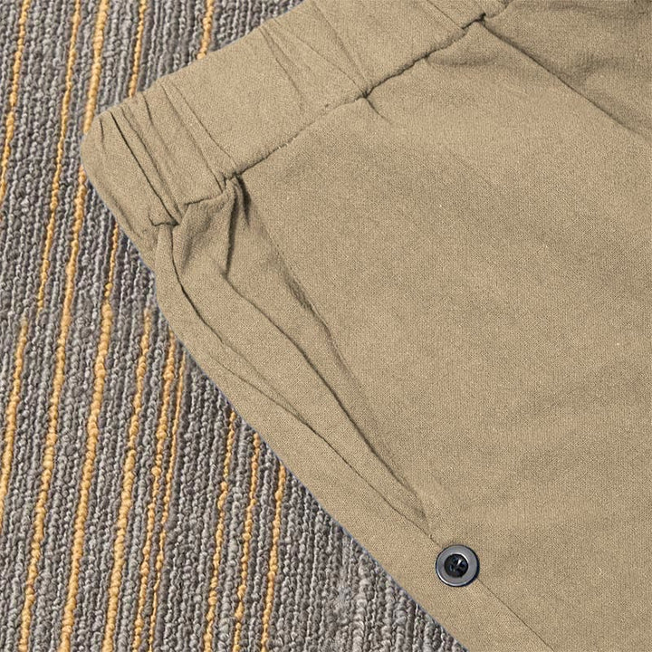 Buddha Stones Casual Pure Color Hollow Guziki Mankiety Spodnie Damskie Bawełniane Lniane Z Kieszeniami - image 4