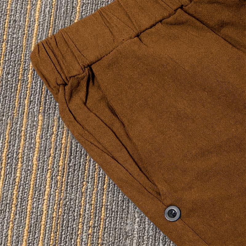 Buddha Stones Casual Pure Color Hollow Guziki Mankiety Spodnie Damskie Bawełniane Lniane Z Kieszeniami - image 28