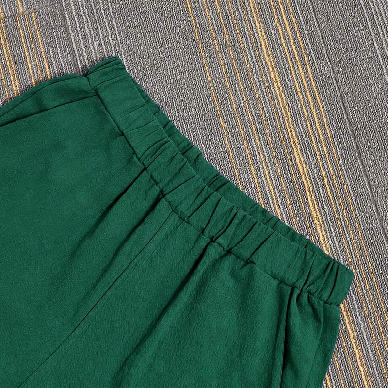 Buddha Stones Casual Pure Color Hollow Guziki Mankiety Spodnie Damskie Bawełniane Lniane Z Kieszeniami - image 38