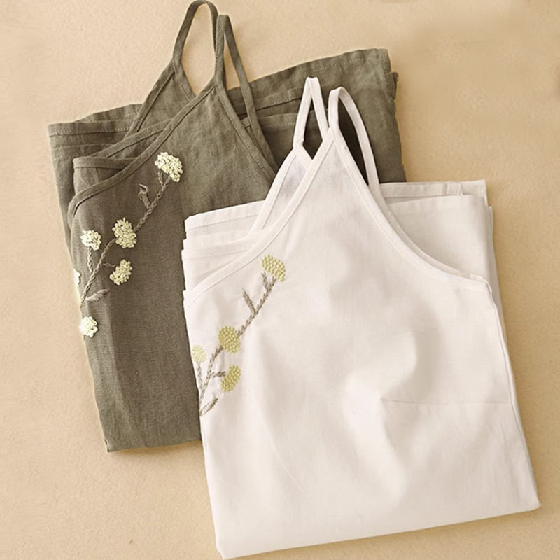 Buddha Stones Etniczne Haftowane Asymetryczny Wzór Damska Bawełniana Lniana Kamizelka Bez Rękawów - image 10