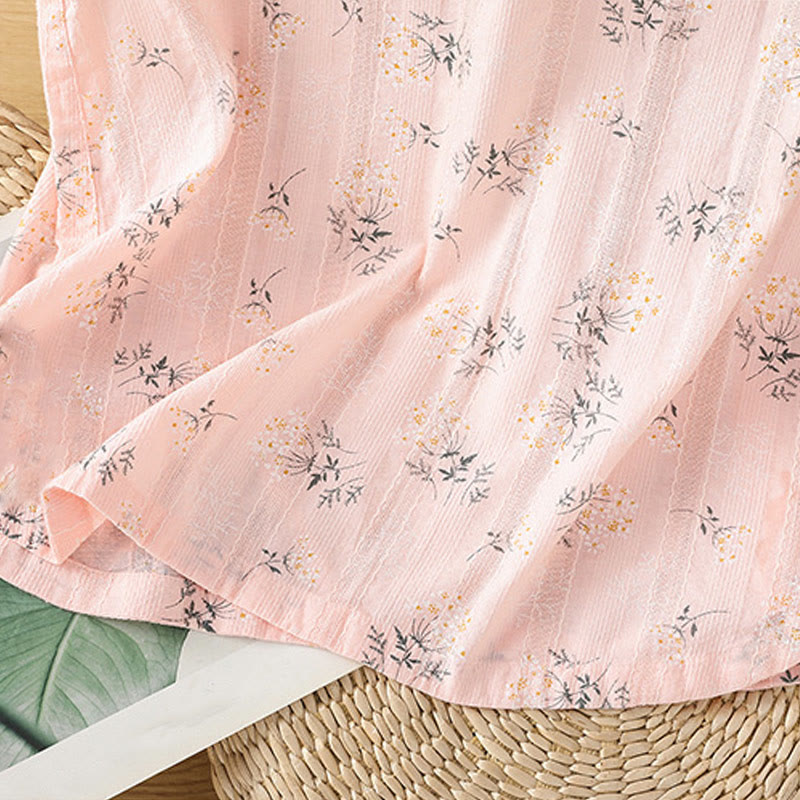 Buddha Stones Retro Nadruk Kwiatowy Roślinny Wzór Chiński Żaba-Guzik Damska Bawełniana Kamizelka Bez Rękawów - image 16