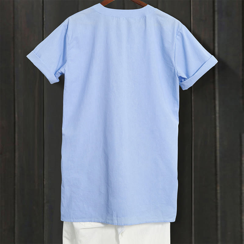 Koszula damska z krótkim rękawem Buddha Stones Casual Plain Button Surched Collar z krótkim rękawem - image 6