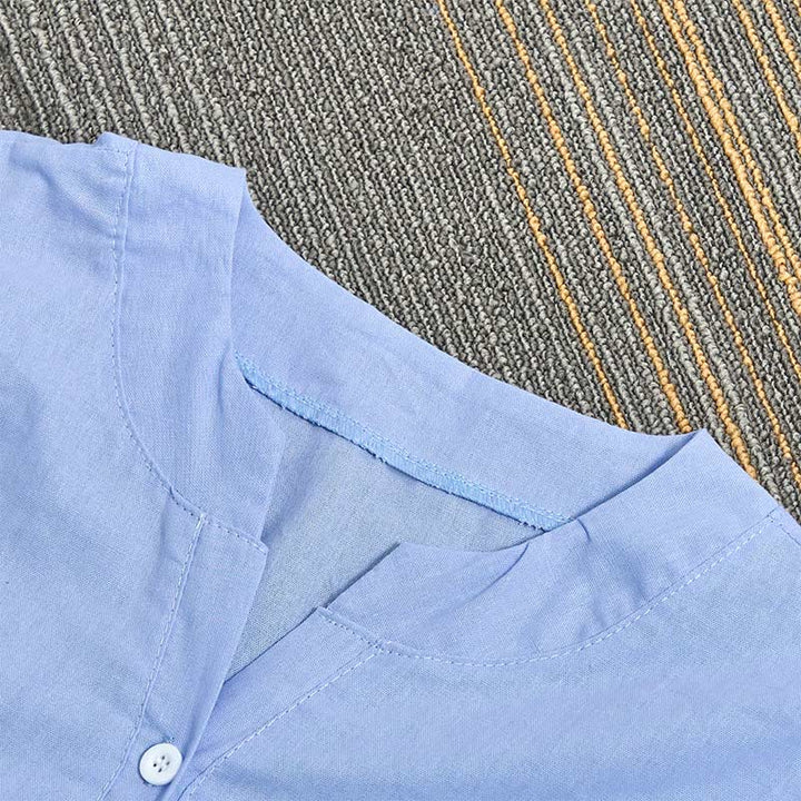 Koszula damska z krótkim rękawem Buddha Stones Casual Plain Button Surched Collar z krótkim rękawem - image 8