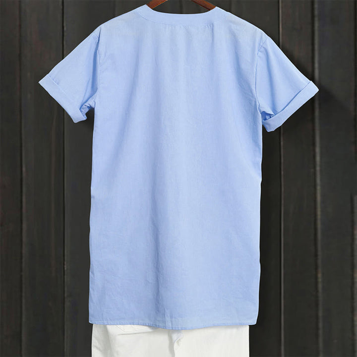 Koszula damska z krótkim rękawem Buddha Stones Casual Plain Button Surched Collar z krótkim rękawem - image 6