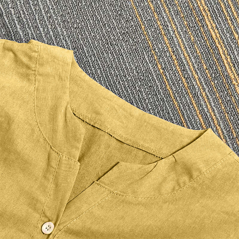 Koszula damska z krótkim rękawem Buddha Stones Casual Plain Button Surched Collar z krótkim rękawem - image 12