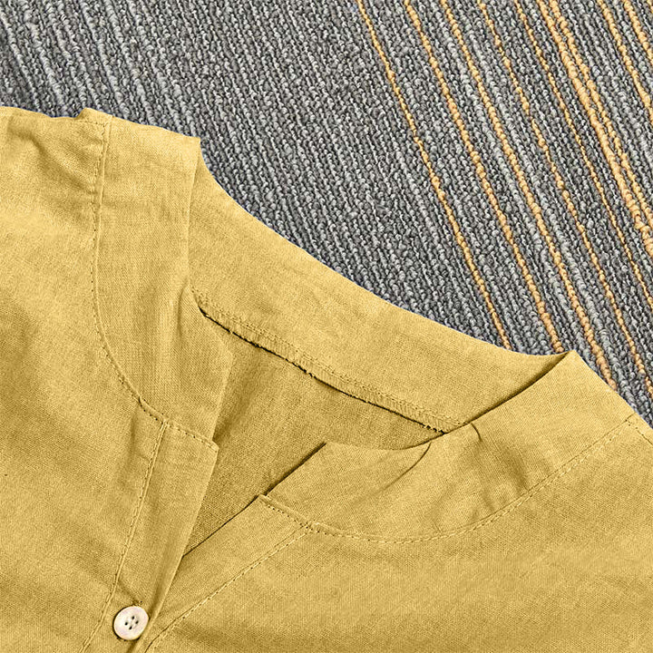 Koszula damska z krótkim rękawem Buddha Stones Casual Plain Button Surched Collar z krótkim rękawem - image 12