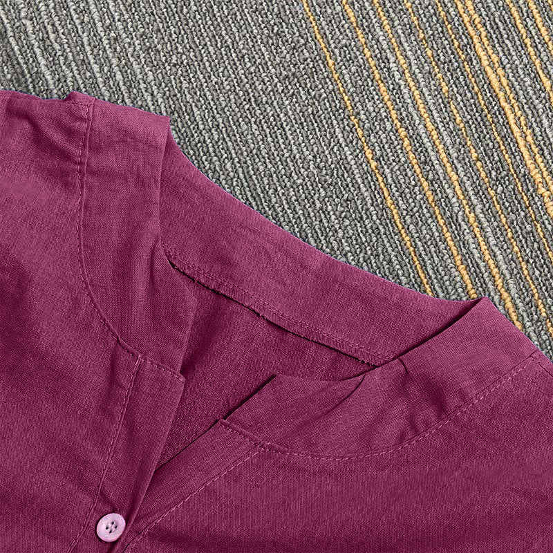 Koszula damska z krótkim rękawem Buddha Stones Casual Plain Button Surched Collar z krótkim rękawem - image 23