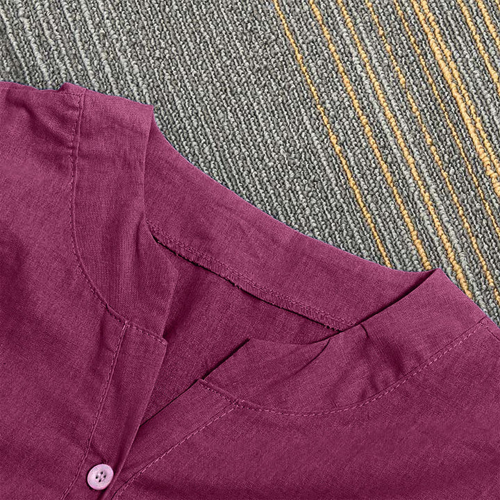 Koszula damska z krótkim rękawem Buddha Stones Casual Plain Button Surched Collar z krótkim rękawem - image 23