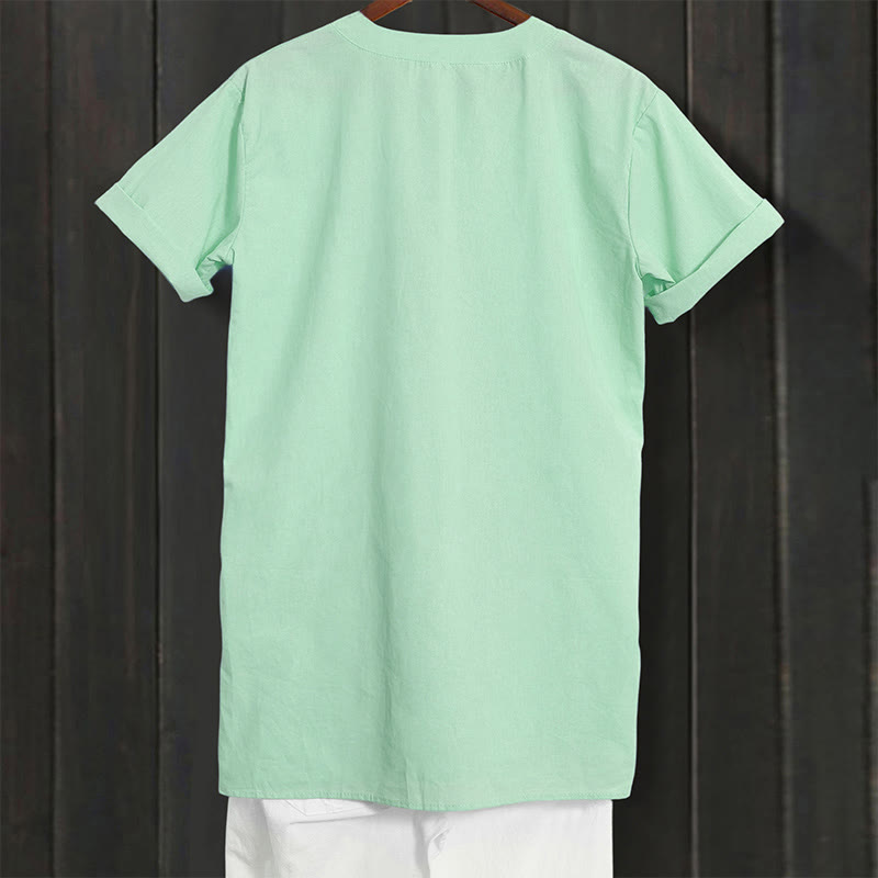 Koszula damska z krótkim rękawem Buddha Stones Casual Plain Button Surched Collar z krótkim rękawem - image 26