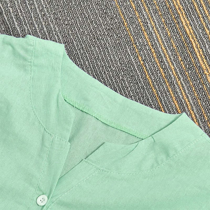 Koszula damska z krótkim rękawem Buddha Stones Casual Plain Button Surched Collar z krótkim rękawem - image 29