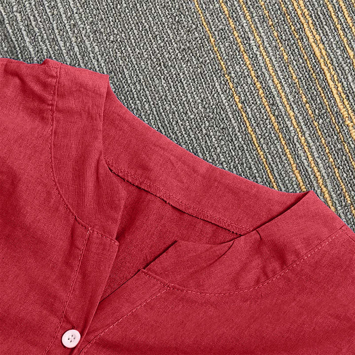 Koszula damska z krótkim rękawem Buddha Stones Casual Plain Button Surched Collar z krótkim rękawem - image 34