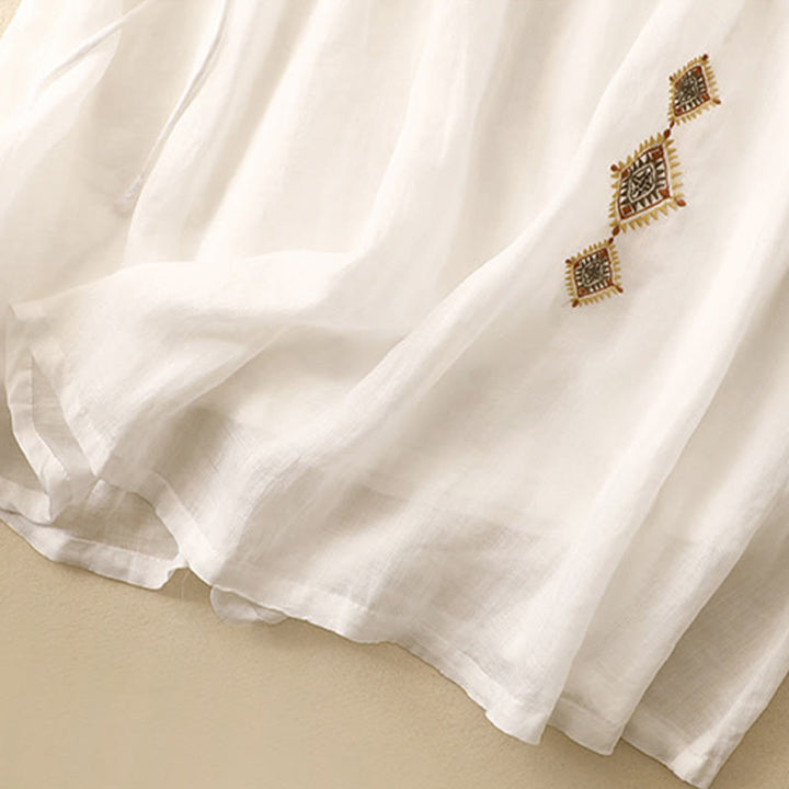 Buddha Stones Etniczne Vintage Haftowane Guziki Projekt Damska Spódnica Bawełniana Lniana 7-8 Długość - image 7