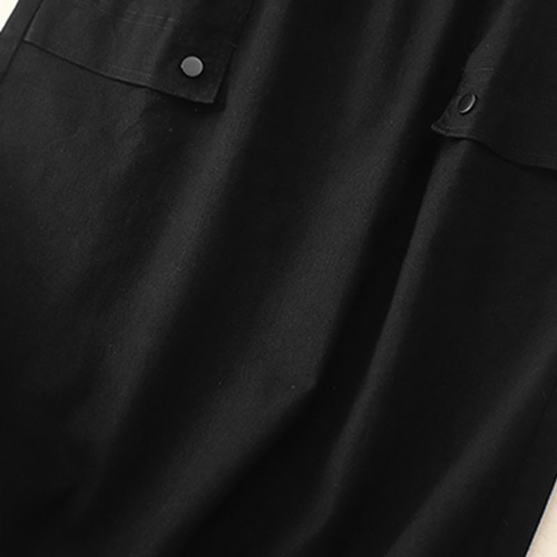 Spódnica damska z bawełny i lnu w rozmiarze 7-8 z kieszeniami Buddha Stones Vintage Plain Drawstring Button Design Slide Slite - image 9