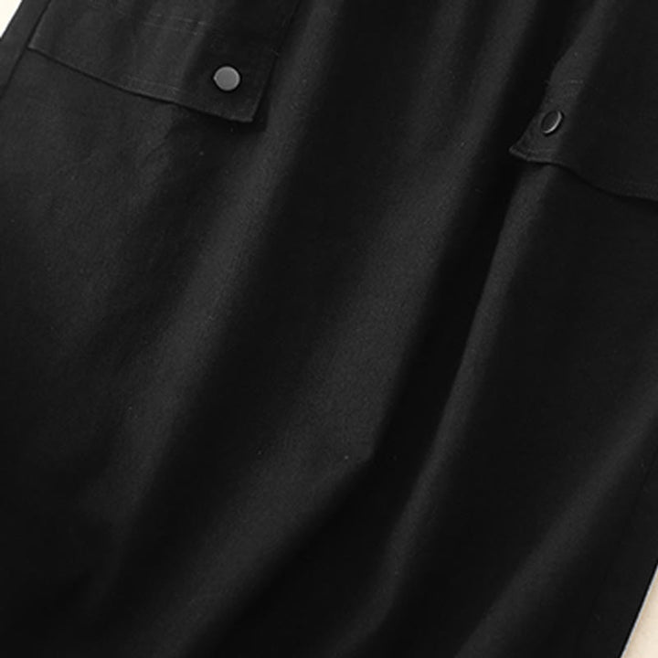 Spódnica damska z bawełny i lnu w rozmiarze 7-8 z kieszeniami Buddha Stones Vintage Plain Drawstring Button Design Slide Slite - image 9
