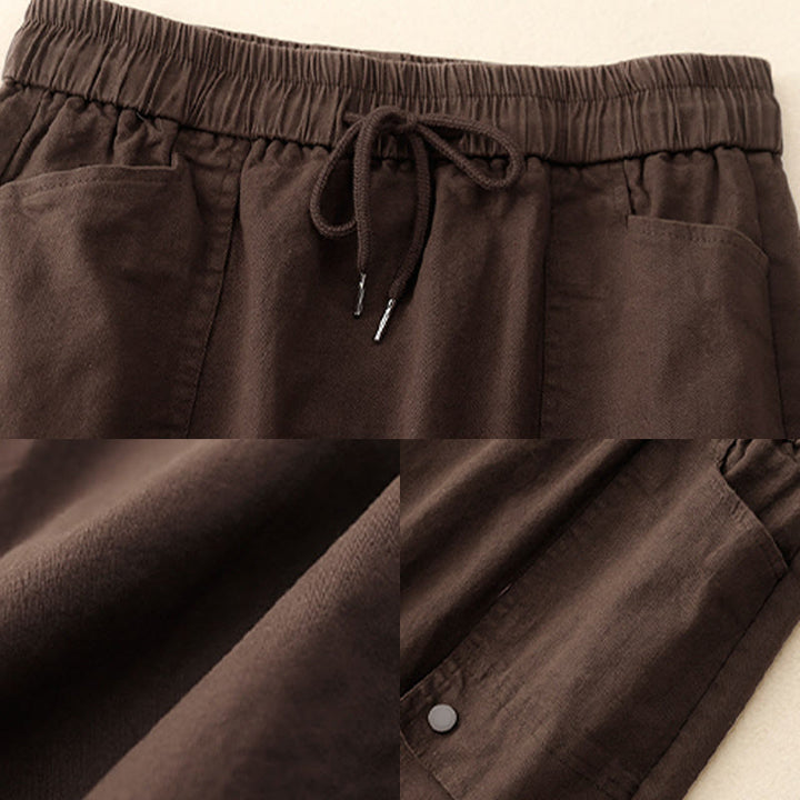 Spódnica damska z bawełny i lnu w rozmiarze 7-8 z kieszeniami Buddha Stones Vintage Plain Drawstring Button Design Slide Slite - image 14