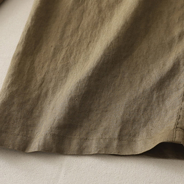 Spodnie damskie z szerokimi nogawkami Buddha Stones w swobodnym stylu z kolorowym blokiem i ściągaczem, bawełniane, z kieszeniami - image 3