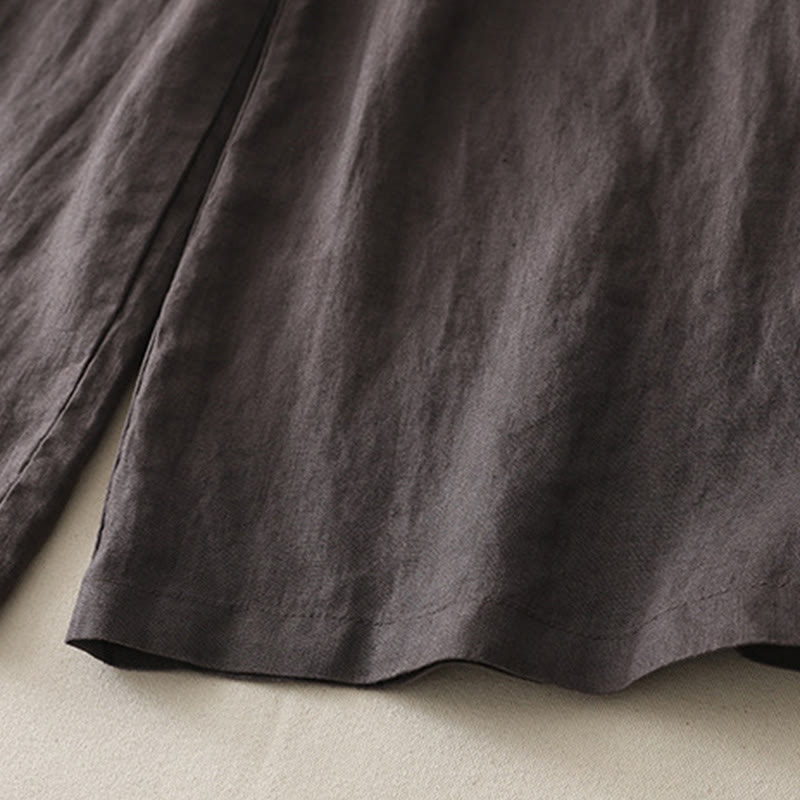 Spodnie damskie z szerokimi nogawkami Buddha Stones w swobodnym stylu z kolorowym blokiem i ściągaczem, bawełniane, z kieszeniami - image 8