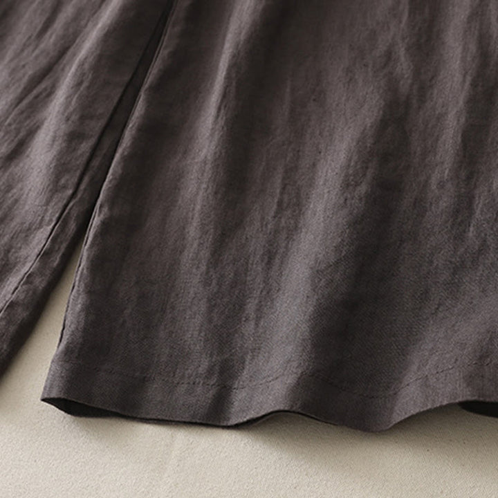 Spodnie damskie z szerokimi nogawkami Buddha Stones w swobodnym stylu z kolorowym blokiem i ściągaczem, bawełniane, z kieszeniami - image 8