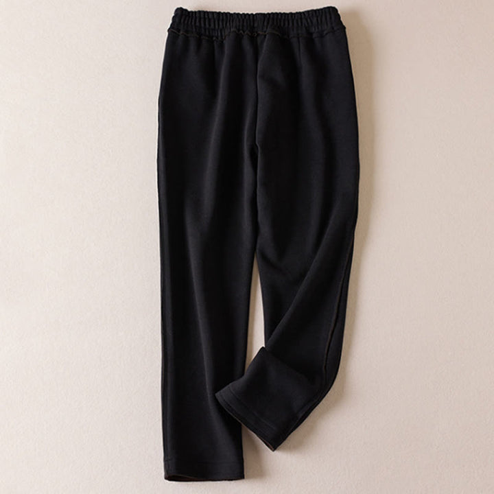 Spodnie damskie z szerokimi nogawkami Buddha Stones w swobodnym stylu z kolorowym blokiem i ściągaczem, bawełniane, z kieszeniami - image 11