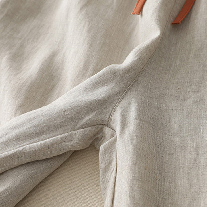 Spodnie damskie z szerokimi nogawkami Buddha Stones w swobodnym stylu z kolorowym blokiem i ściągaczem, bawełniane, z kieszeniami - image 20