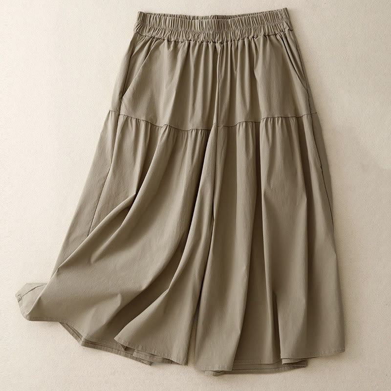 Buddha Stones Luźne, gładkie, damskie, bawełniane, elastyczne, szerokie nogawki, długość 7-8, z kieszeniami - Dębnik - US8-10，UK/AU12-14，EU40-42 (2XL) - image 0