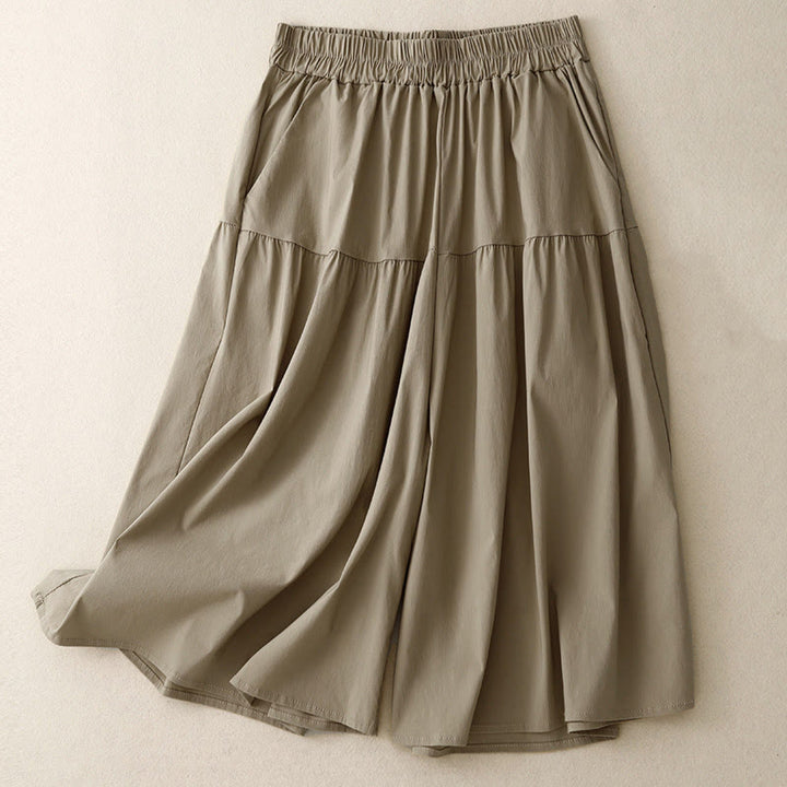 Buddha Stones Luźne, gładkie, damskie, bawełniane, elastyczne, szerokie nogawki, długość 7-8, z kieszeniami - Dębnik - US8-10，UK/AU12-14，EU40-42 (2XL) - image 0