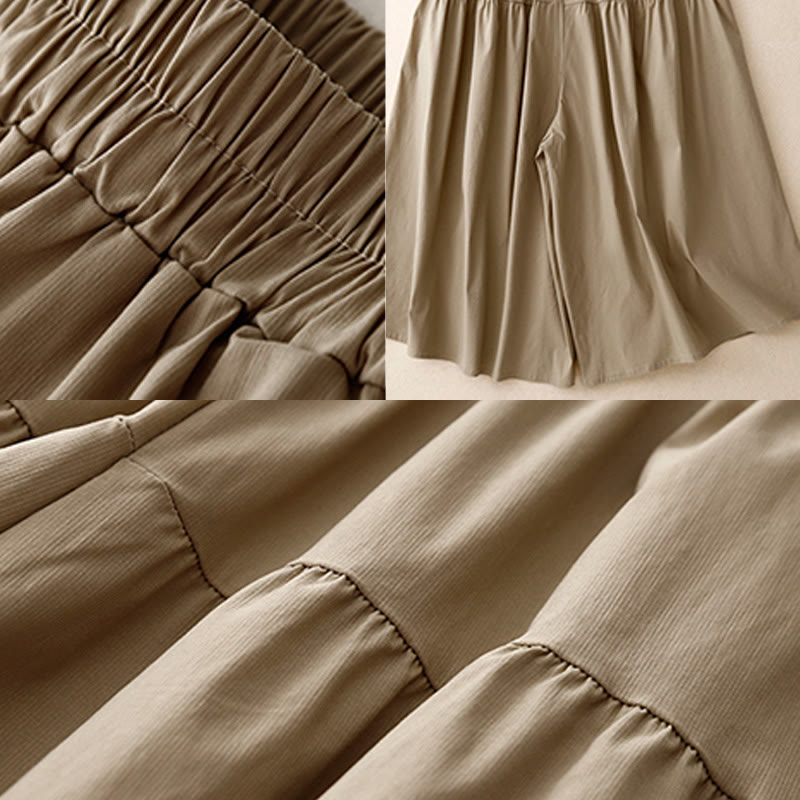 Buddha Stones Luźne, gładkie, damskie, bawełniane, elastyczne, szerokie nogawki, długość 7-8, z kieszeniami - image 5