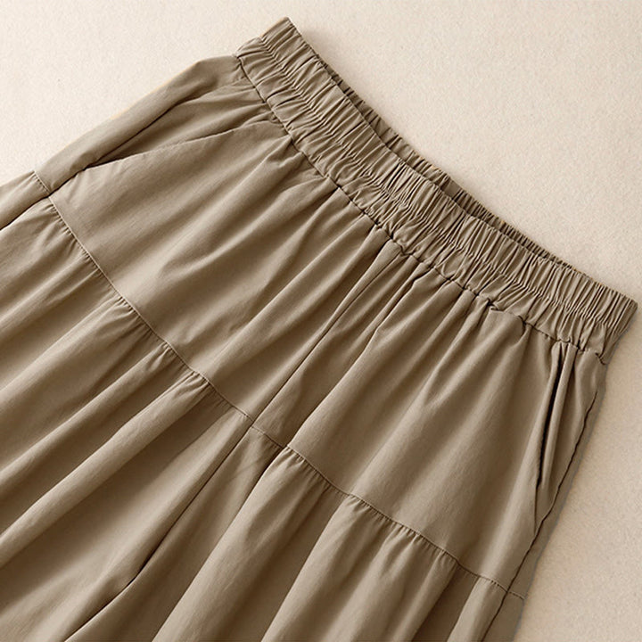 Buddha Stones Luźne, gładkie, damskie, bawełniane, elastyczne, szerokie nogawki, długość 7-8, z kieszeniami - image 3