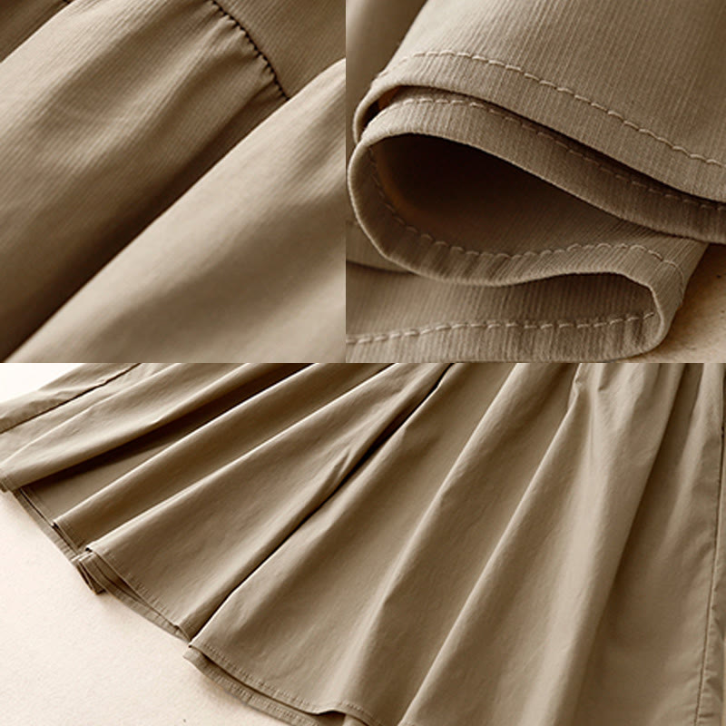 Buddha Stones Luźne, gładkie, damskie, bawełniane, elastyczne, szerokie nogawki, długość 7-8, z kieszeniami - image 4