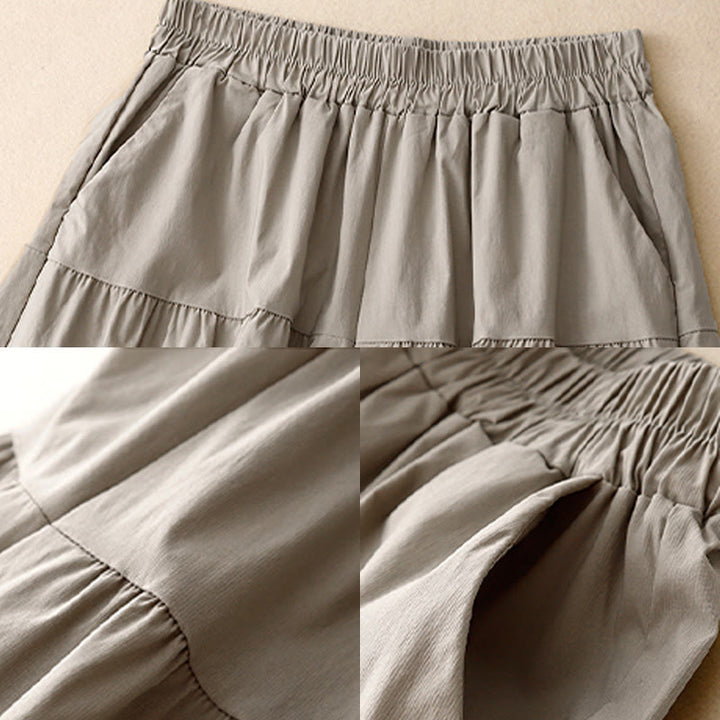 Buddha Stones Luźne, gładkie, damskie, bawełniane, elastyczne, szerokie nogawki, długość 7-8, z kieszeniami - image 9